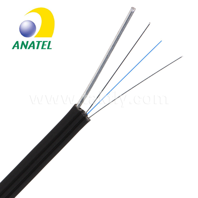 Cable de descenso al aire libre de la fibra de 2 corazones del SM G652D del cable de fribra óptica de la ayuda negra del uno mismo