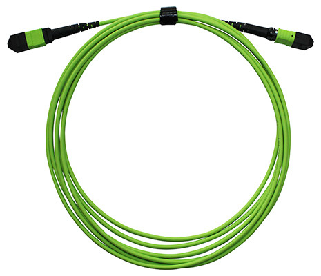 Cables de fibra óptica MPO MTP de 24 fibras de modo múltiple en chaqueta LSZH verde lima