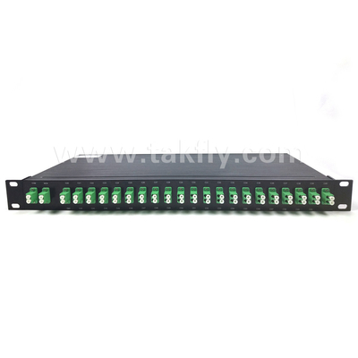 100 GHz AWG 40CH DWDM MUX DEMUX con altura de fibra -100-0μm y diámetro de cable de 0,9 mm