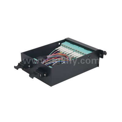 Fibra óptica MPO Cassette MTP Panel de parches de aleación de aluminio Gestión de tipo deslizante para el centro de datos FTTX