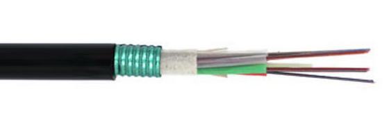 MDPE/HDPE con envoltura GYTA 2-144F Cable óptico exterior con refuerzo central de alambre de acero