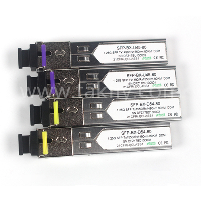 1.25G SFP BIDI Módulo de transmisor óptico Tx1490/Rx1550nm 80KM SMF DDM LC CISCO JUNIPER HUAWEI Compatible
