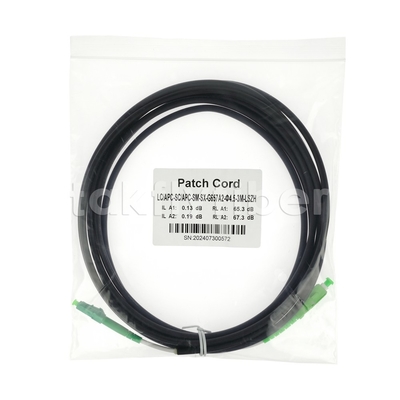 Grado de telecomunicaciones CPR Dca Certificado 4.5 mm doble de protección de fibra óptica patchcord SM G657AB3 LSZH chaqueta negra SCAPC a LCAPC