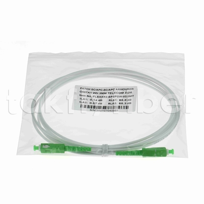 Resistente a roedores G657A2 SC APC Cordón de parches de fibra óptica Cable blindado de parches de fibra SM 3.0mm