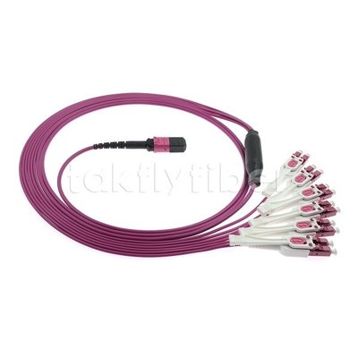12F MPO/MTP-LC APC DX Uniboot OM4 Cordón de parche de fibra óptica para centros de datos -40°C a 85°C