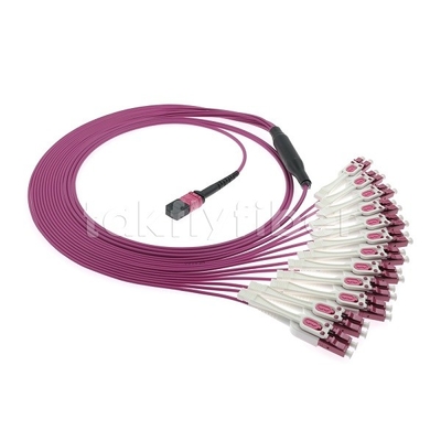 24F MTP 12x LC DX Uniboot OM4 Cordón de parche de fibra para redes de alta velocidad
