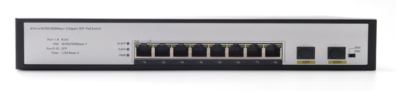 DF-2F-8GP 2-puerto 10/100/1000Mbps 8 + 2 puertos de fibra de enlace ascendente Gigabit Poe Switch de red