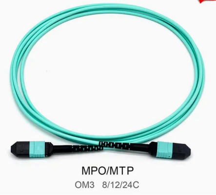 8/12/24 núcleo 2m-50m PVC de alta densidad / LSZH UL Certificación Femenina / Hombre MPO-MPO Sm Om3 Om4 Om5 Trunk Cable Patch Cord Fibra óptica Jumper