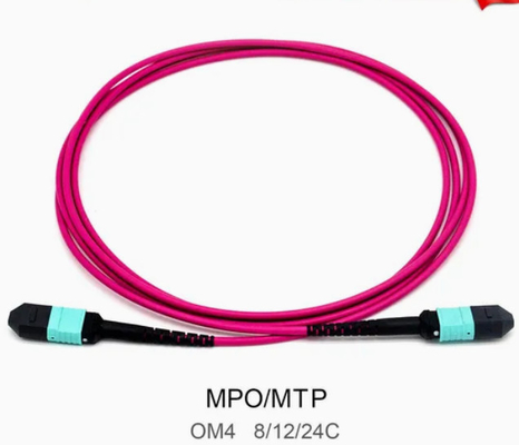 8/12/24 núcleo 2m-50m PVC de alta densidad / LSZH UL Certificación Femenina / Hombre MPO-MPO Sm Om3 Om4 Om5 Trunk Cable Patch Cord Fibra óptica Jumper