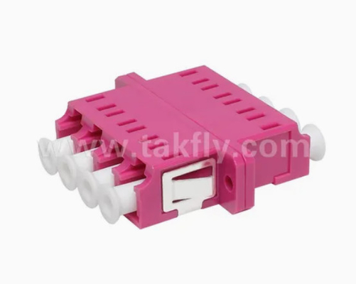 Adaptador de fibra óptica de 4 núcleos LC Quad APC Upc con brida simple y estilo de cuerpo dúplex Pérdida de inserción ≤ 0,2 dB