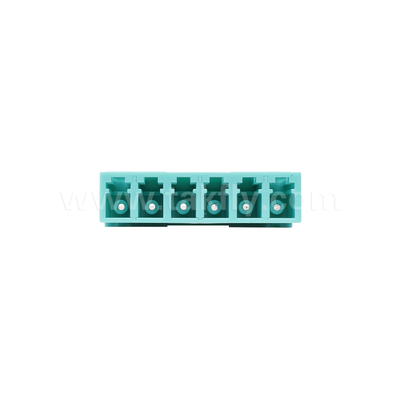 LC/PC Adaptador de 6 vías, MM OM3 ((Aqua), OM4 ((Violeta) Azul, sin brida