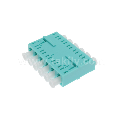 LC/PC Adaptador de 6 vías, MM OM3 ((Aqua), OM4 ((Violeta) Azul, sin brida