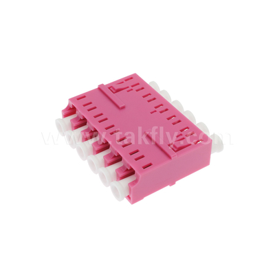 LC/PC Adaptador de 6 vías, MM OM3 ((Aqua), OM4 ((Violeta) Azul, sin brida
