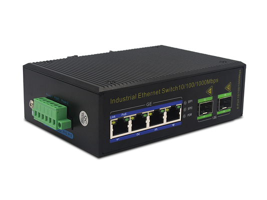 Interruptor Ethernet POE industrial de 4 puertos Gigabit 2 SFP para riel DIN