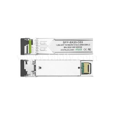 Transceptor óptico bidireccional SFP 1,25 gbps 20km LC Reach Tx1310nm/Rx1550nm para centro de datos FTTX