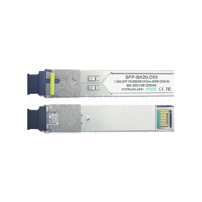 Módulo transceptor óptico SFP 1.25Gbps 20KM SC Bidireccional para Centro de Datos FTTH FTTX