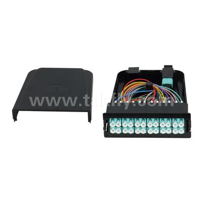 Alta densidad 1U 19 pulgadas 96F MPO MTP - LC SM MM Panel de parche de fibra óptica / Chasis de fibra óptica / Fibra óptica ODF / Caja de distribución de fibra óptica para 4pcs 24F MPO MTP-LC Cassette