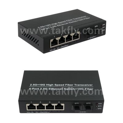 Switch Ethernet de Fibra de 2 Puertos 2.5G y Cobre de 4 Puertos con Uplink de 10G y Carcasa Metálica sin Ventilador para Expansión de Red de Alta Velocidad