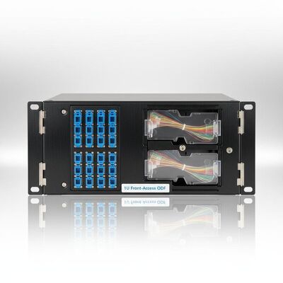 1U de acceso frontal de rackmount ODF con 2 bandejas de empalme y 12-48 capacidad de núcleo