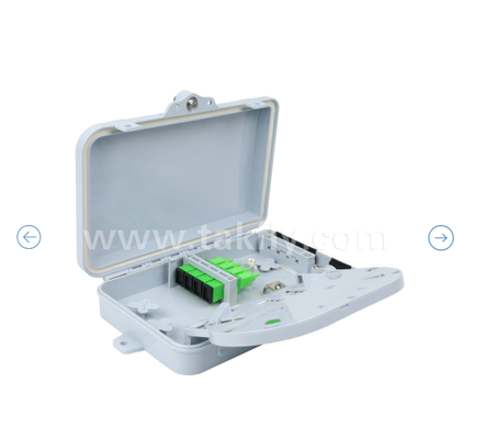 Caja de terminación de fibra óptica FTKS-1805-04A, 4 SC/APC SM SX Adaptador, Pigtail instalado, FTTH FTTx Splicing Distribution Splitting Storage Cable Management Enclosure Montado en la pared