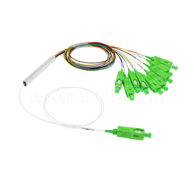 1×9 canal PLC Splitter con fibra de 0,9 mm para redes de distribución óptica FTTH/FTTX
