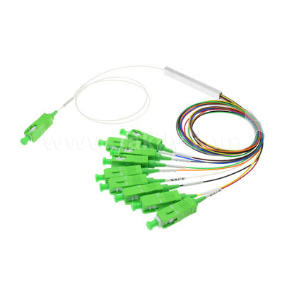 1×9 canal PLC Splitter con fibra de 0,9 mm para redes de distribución óptica FTTH/FTTX