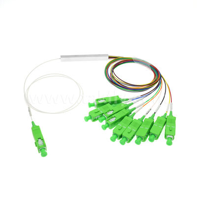 1×9 canal PLC Splitter con fibra de 0,9 mm para redes de distribución óptica FTTH/FTTX
