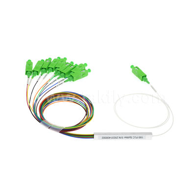 1×9 canal PLC Splitter con fibra de 0,9 mm para redes de distribución óptica FTTH/FTTX