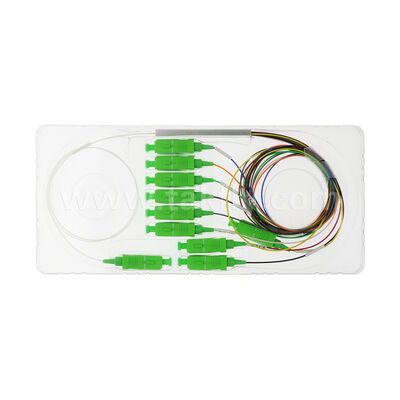 1×9 canal PLC Splitter con fibra de 0,9 mm para redes de distribución óptica FTTH/FTTX