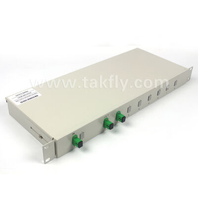 Serie completa de divisores PLC de 1×2 a 1×32: chasis en rack de 1U para oficina central