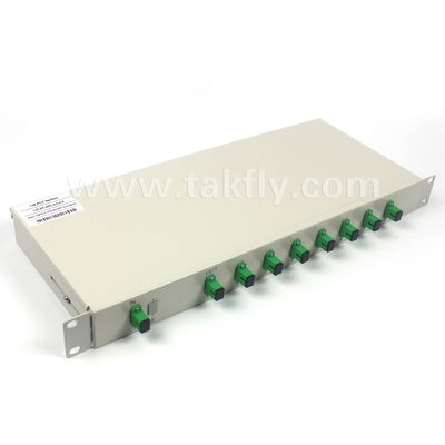 Serie completa de divisores PLC de 1×2 a 1×32: chasis en rack de 1U para oficina central