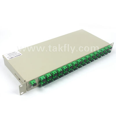 Serie completa de divisores PLC de 1×2 a 1×32: chasis en rack de 1U para oficina central