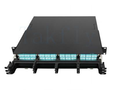 1U / 2U / 4U Panel de parche de cassette MPO de alta densidad Modulos MPO a cassette LC de montaje en bastidor, fácil de enchufar, adaptadores LC precargados para aplicaciones de centro de datos y SAN / LAN