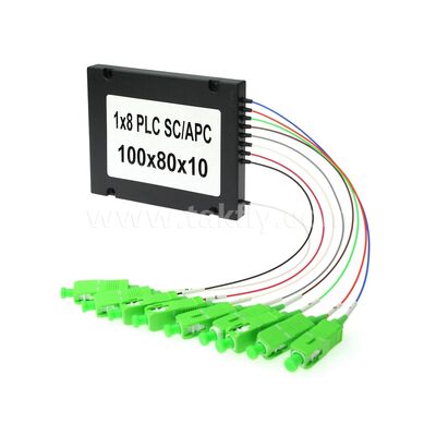 Divisor de fibra PLC - Caja ABS de 900 μm, SM G657A1, SC/APC, para acoplamiento y distribución de señales ópticas en redes PON