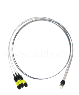MTP 12CH×3 a 36 canales Fibra de ensamblaje de la matriz 3×12CH conectores MTP a 36CH FAU V-Groove, baja pérdida de inserción, para 1.6T transceptores ópticos y co-empaquetados ópticos (CPO)