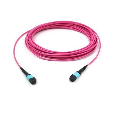 MPO MTP Cordón de parche de fibra múltiple de alta densidad 8/12/24 núcleos, baja pérdida, 500 ciclos de apareamiento, conforme con IEC y TIA
