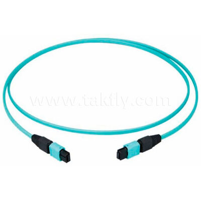 MPO MTP Cordón de parche de fibra múltiple de alta densidad 8/12/24 núcleos, baja pérdida, 500 ciclos de apareamiento, conforme con IEC y TIA