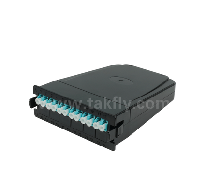 Módulo de casete preterminado MPO/MTP a LC: 12 o 24 núcleos, panel frontal dúplex LC, adaptadores traseros MPO dobles, Plug-and-Play para cableado de centro de datos de alta densidad