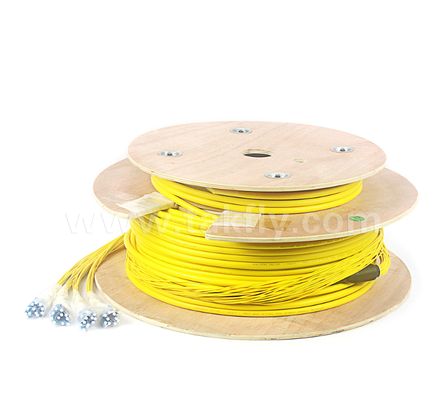 Cable de conexión de conexión preterminado LC-LC de 48 núcleos: configuraciones de conexión personalizadas de alta densidad (fibra desnuda/0,9 mm/2,0 mm/3,0 mm), para centros de datos y aplicaciones de interior/exterior