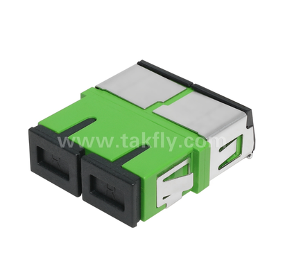 Adaptador SC Duplex con obturador frontal ¢ Capa externa para protección contra el polvo y el láser, resistente a altas y bajas temperaturas