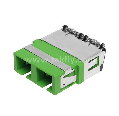 Adaptador SC Duplex con obturador frontal ¢ Capa externa para protección contra el polvo y el láser, resistente a altas y bajas temperaturas