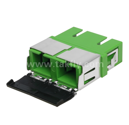 Adaptador SC Duplex con obturador frontal ¢ Capa externa para protección contra el polvo y el láser, resistente a altas y bajas temperaturas