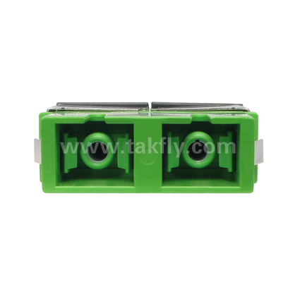 Adaptador SC Duplex con obturador frontal ¢ Capa externa para protección contra el polvo y el láser, resistente a altas y bajas temperaturas