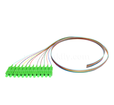 Juego de coletas de fibra óptica SC/APC de 12 colores: codificados por colores para una fácil identificación, un extremo conectorizado, un extremo de fibra desnuda, para cajas de terminación, empalme y conexión de equipos