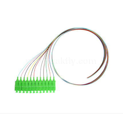 Juego de coletas de fibra óptica SC/APC de 12 colores: codificados por colores para una fácil identificación, un extremo conectorizado, un extremo de fibra desnuda, para cajas de terminación, empalme y conexión de equipos