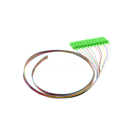 Juego de coletas de fibra óptica SC/APC de 12 colores: codificados por colores para una fácil identificación, un extremo conectorizado, un extremo de fibra desnuda, para cajas de terminación, empalme y conexión de equipos