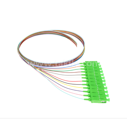 Juego de coletas de fibra óptica SC/APC de 12 colores: codificados por colores para una fácil identificación, un extremo conectorizado, un extremo de fibra desnuda, para cajas de terminación, empalme y conexión de equipos