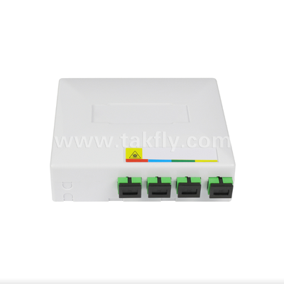 Caja de terminación de fibra FTTH TKS-1806-04D Mesa/montaje en pared, 4-puerto, interior, soporta empalme de fusión y gestión de cables