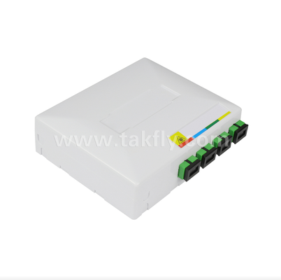 Caja de terminación de fibra FTTH TKS-1806-04D Mesa/montaje en pared, 4-puerto, interior, soporta empalme de fusión y gestión de cables