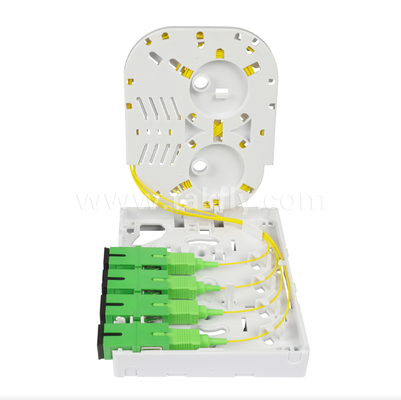 Caja de terminación de fibra FTTH TKS-1806-04D Mesa/montaje en pared, 4-puerto, interior, soporta empalme de fusión y gestión de cables